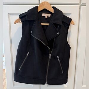 Philosophy Black Suede Moto Vest, size Small